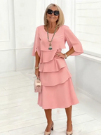 Charlotte™ | Elegant Split-Sleeve Midi Dress