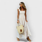 Belle™ | Plaid Ruffle-Sleeve Smocked Maxi Dress