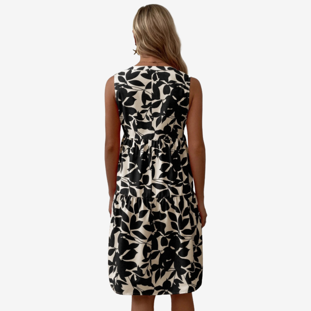 Séraphine™ Midi Dress with Leaf Motifs