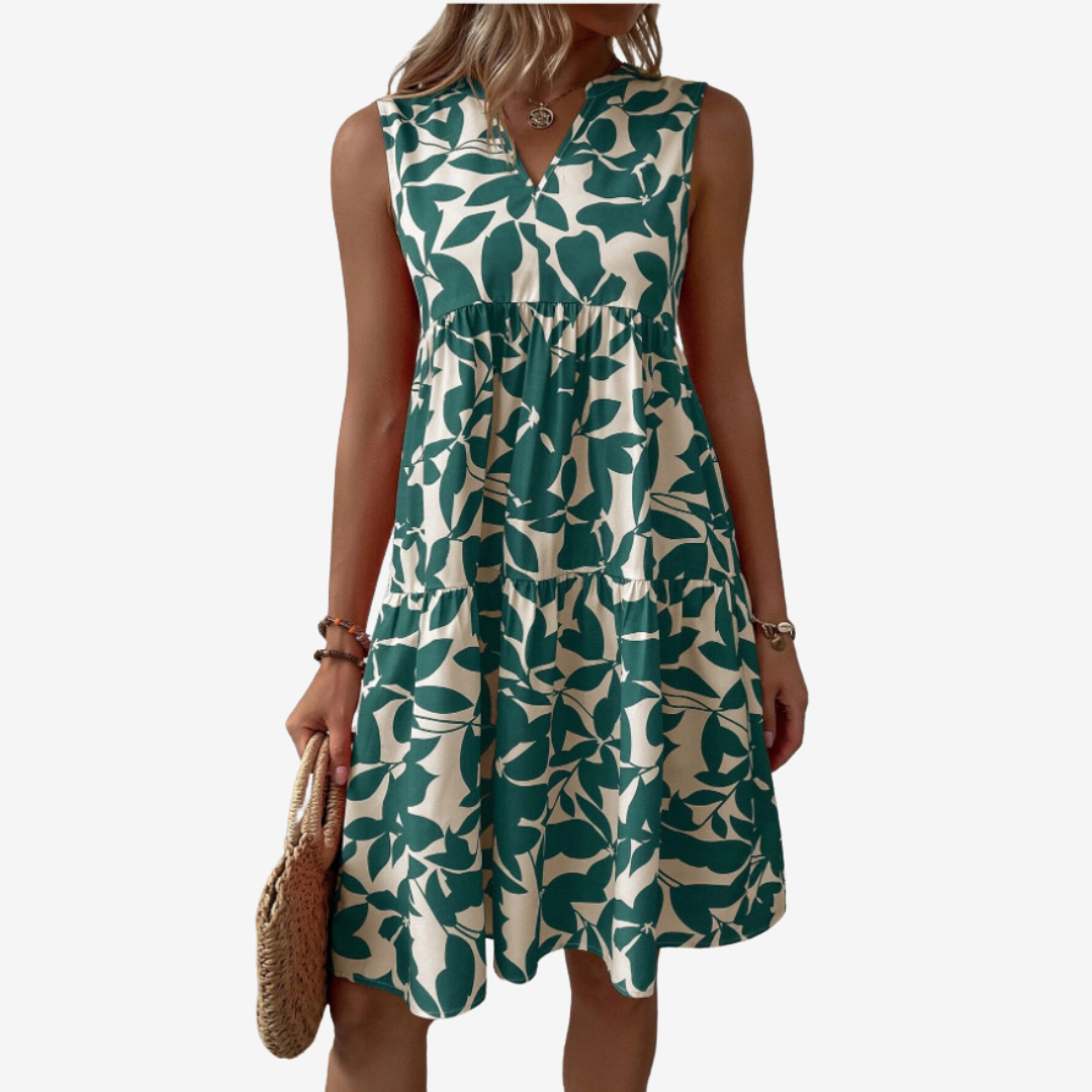 Séraphine™ Midi Dress with Leaf Motifs