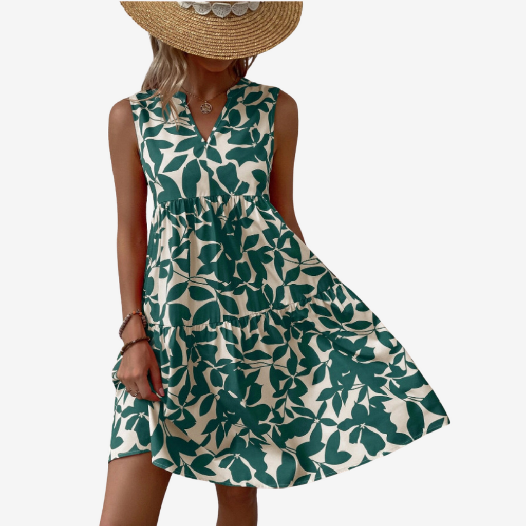 Séraphine™ Midi Dress with Leaf Motifs