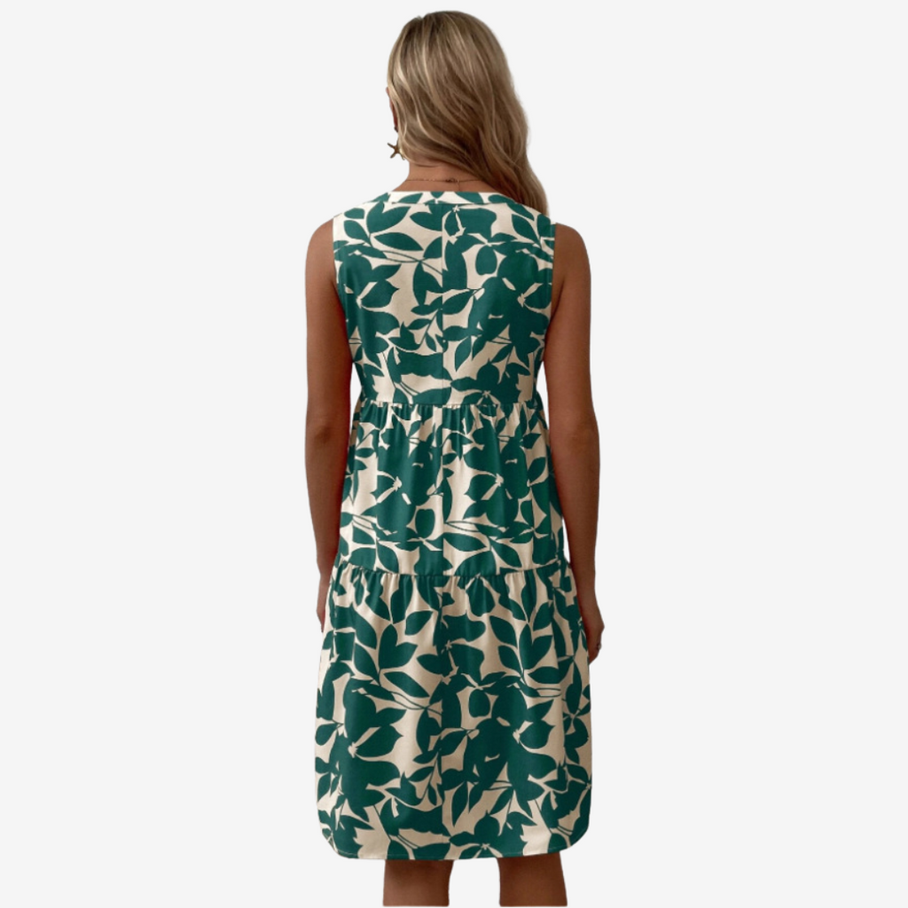 Séraphine™ Midi Dress with Leaf Motifs