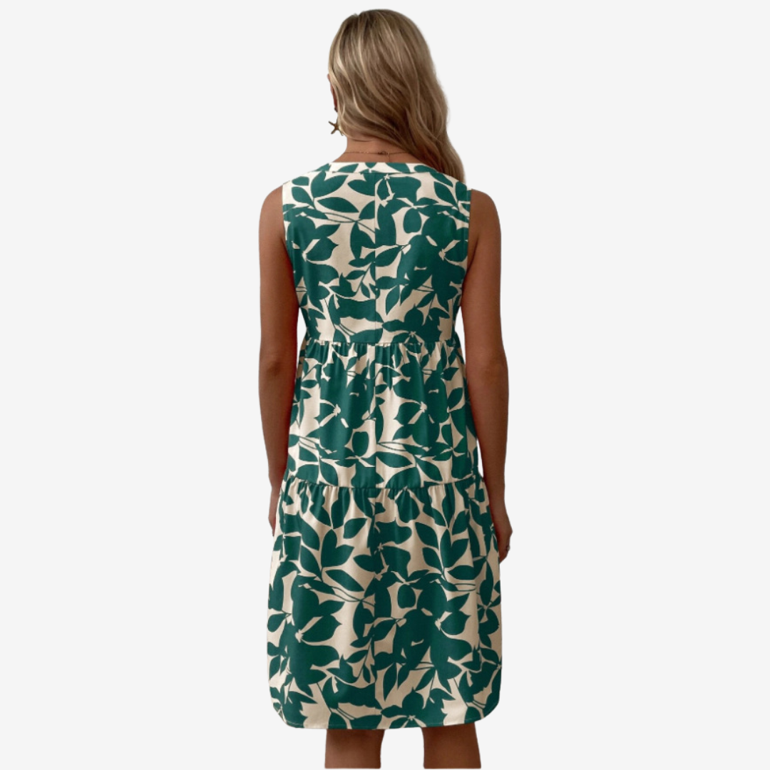 Séraphine™ Midi Dress with Leaf Motifs