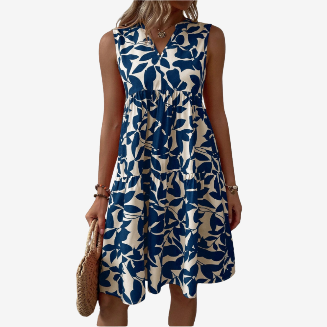 Séraphine™ Midi Dress with Leaf Motifs