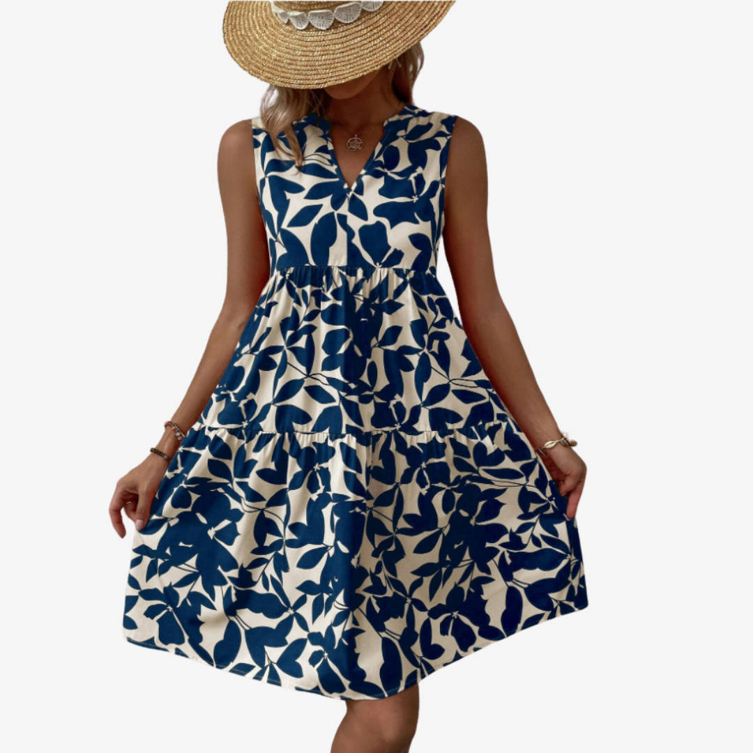 Séraphine™ Midi Dress with Leaf Motifs