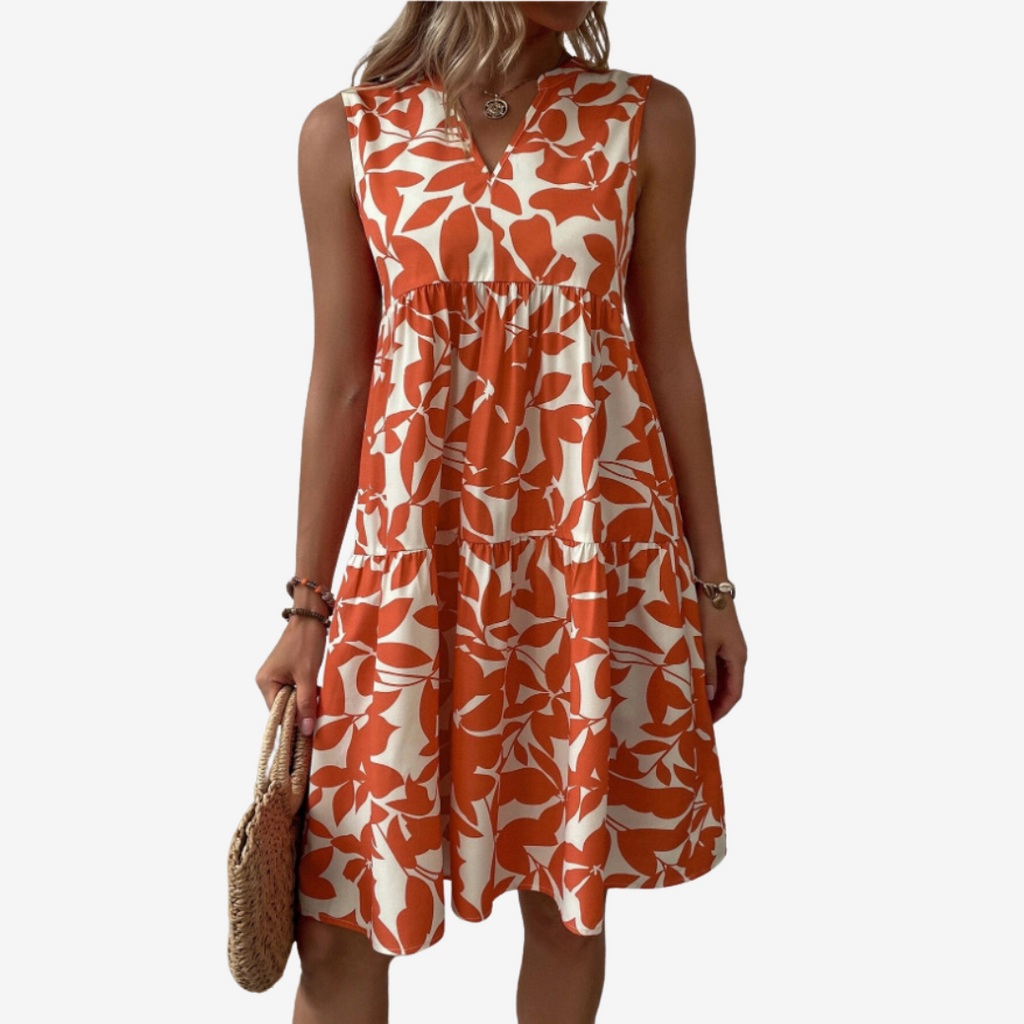 Séraphine™ Midi Dress with Leaf Motifs