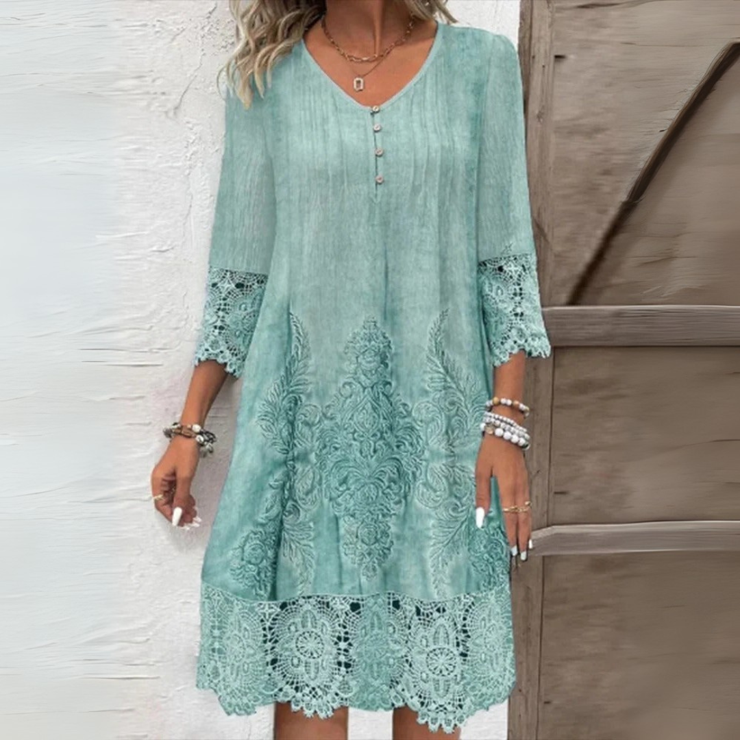 Alvinea™ | Lace-Trim A-Line Dress