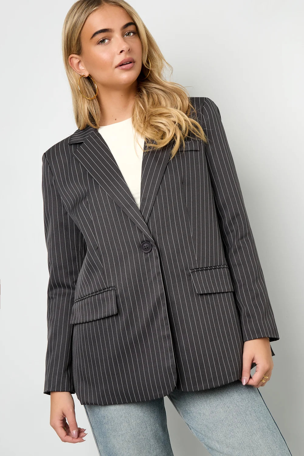 Gestreepte Elegante Jas