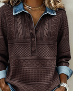 Rowan | Textured Button Top with Contrast Collar