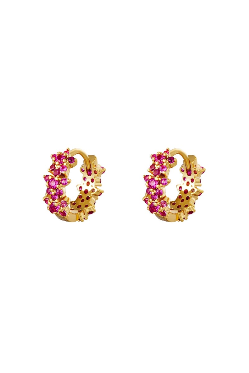 Star rhinestone hoop earrings - copper
