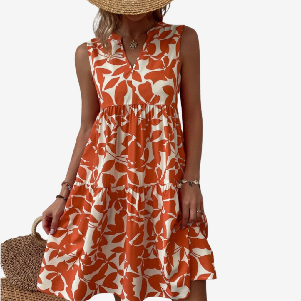 Séraphine™ Midi Dress with Leaf Motifs