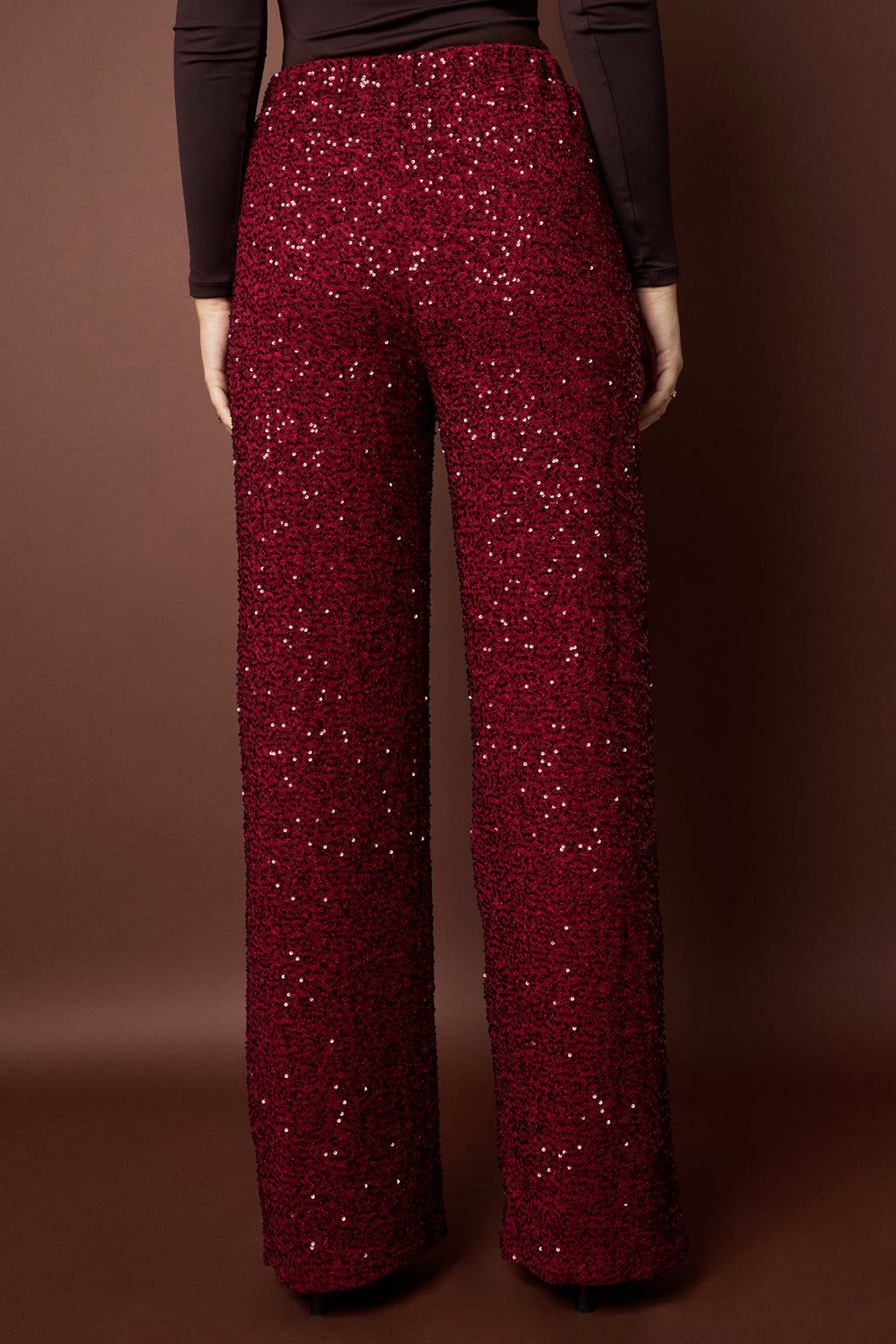 Polyestervezel (polyester) Rechte broek Pailletten Elegante herfst/winterkleding
