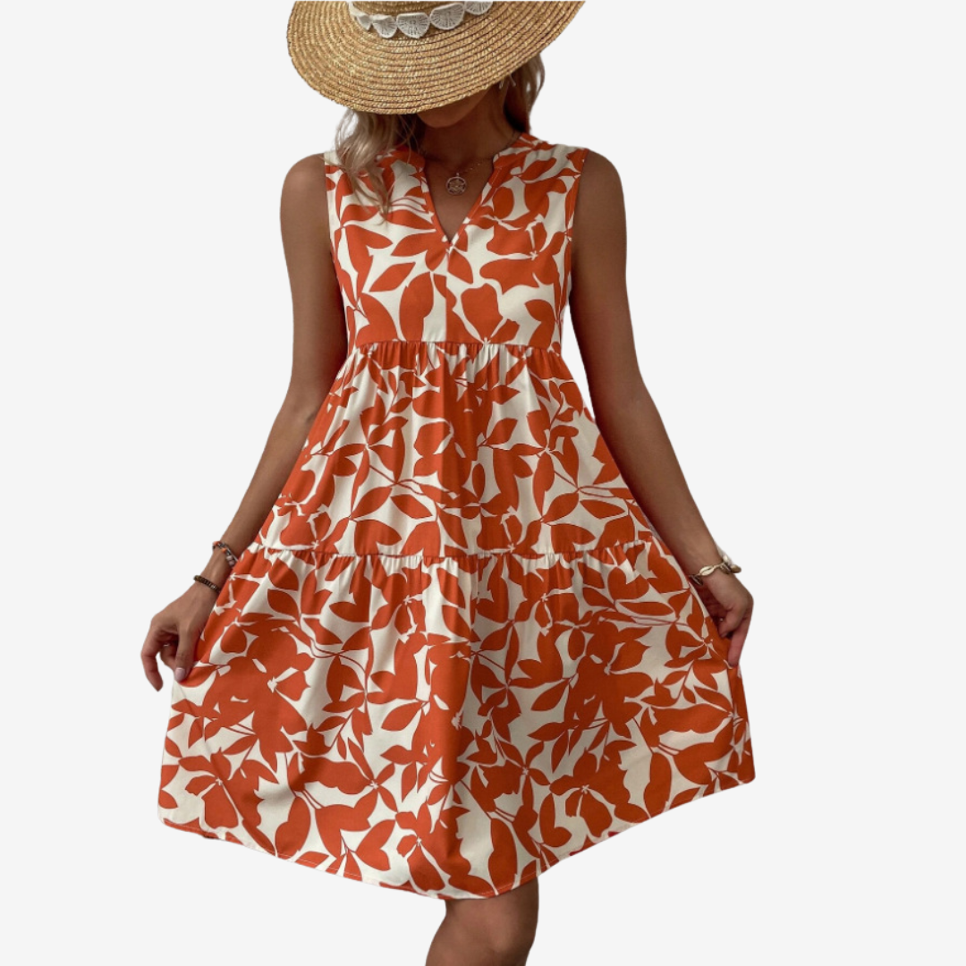 Séraphine™ Midi Dress with Leaf Motifs