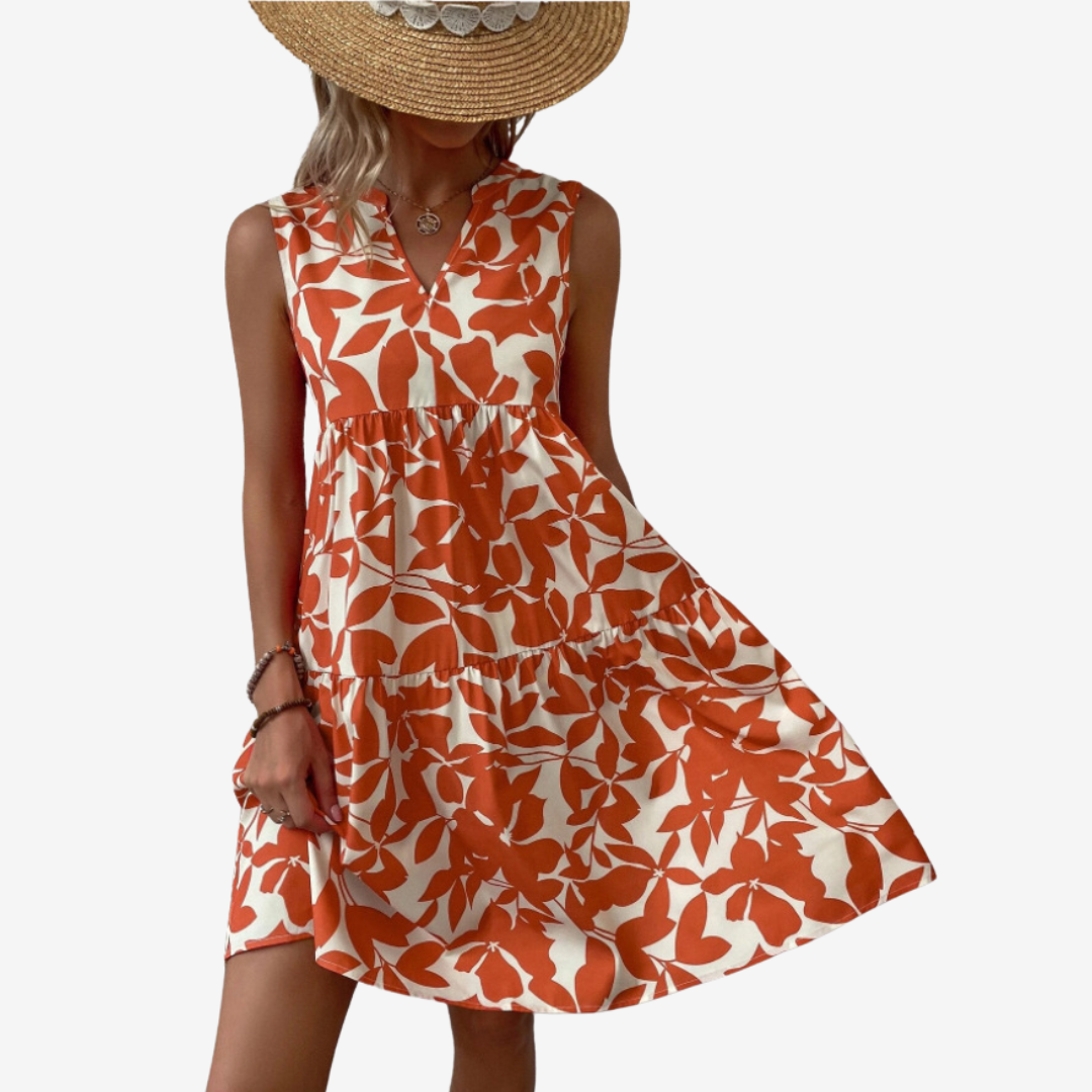 Séraphine™ Midi Dress with Leaf Motifs