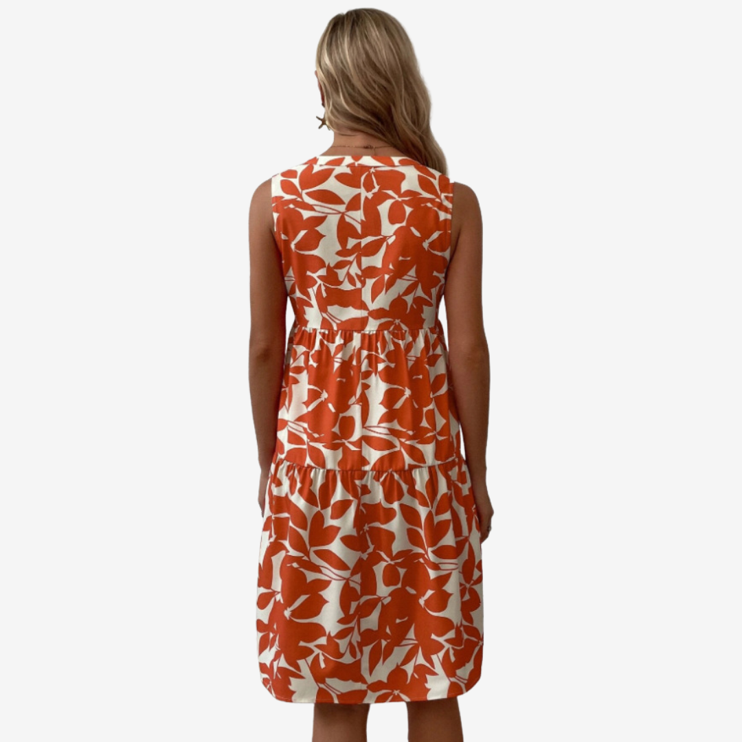 Séraphine™ Midi Dress with Leaf Motifs