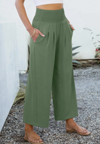 Women's Smocked Waist Wide Leg Palazzo Pants
