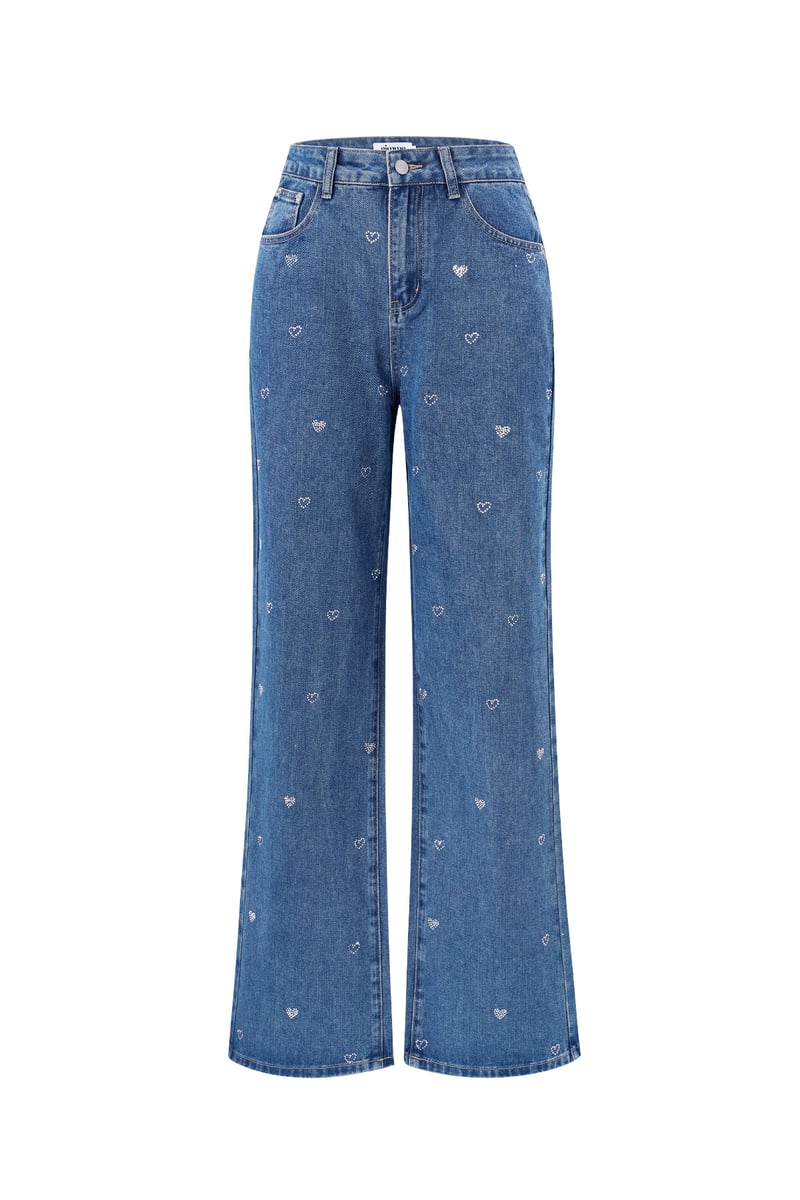 Denim jeans glitter hart
