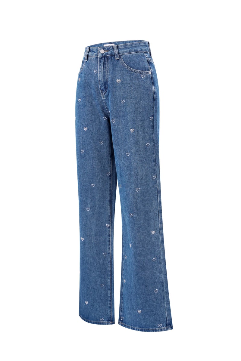 Denim jeans glitter hart