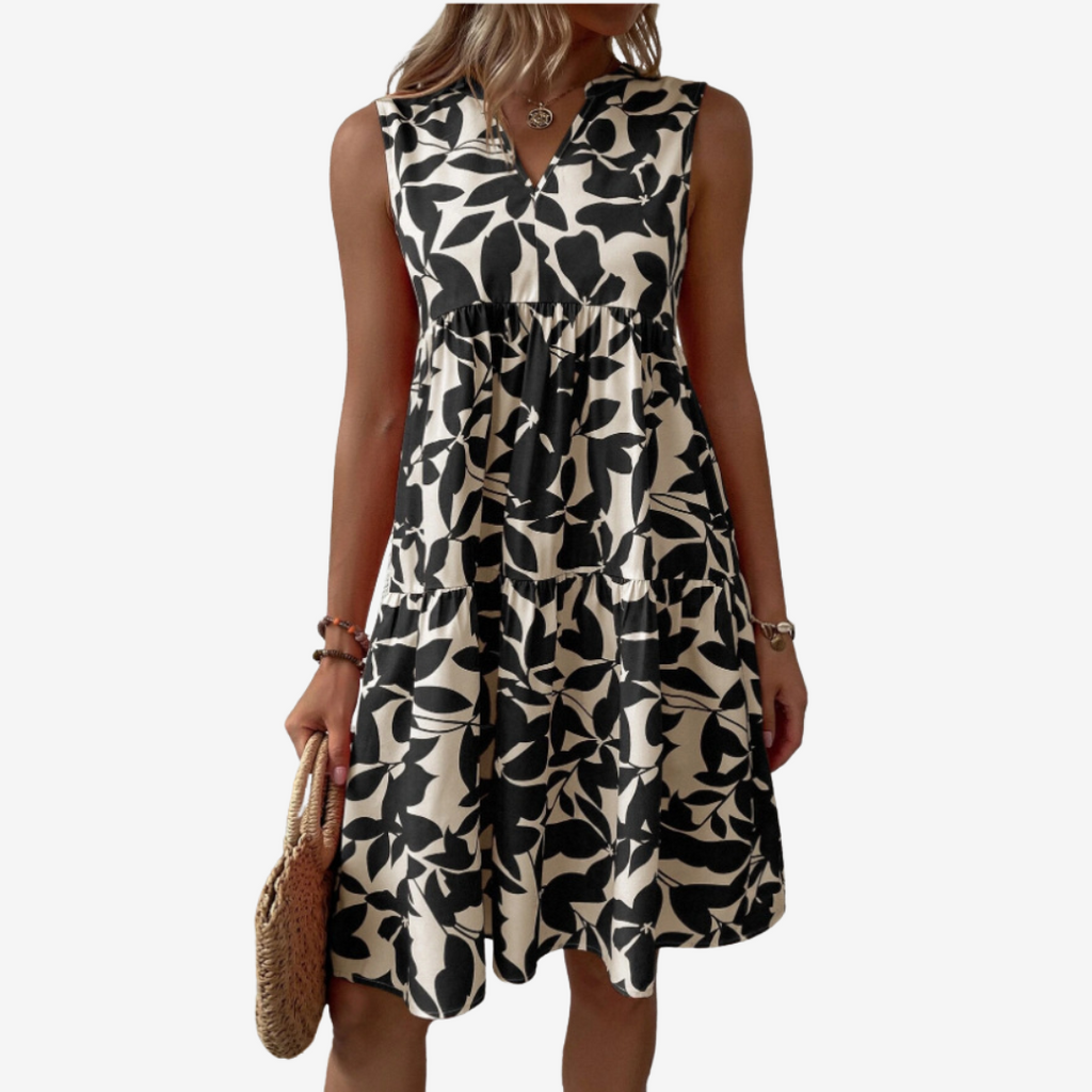 Séraphine™ Midi Dress with Leaf Motifs