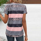 Luna-Striped Button Tee