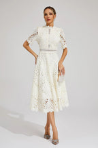 TINA | ELEGANT FLOWER EMBROIDERED DRESS