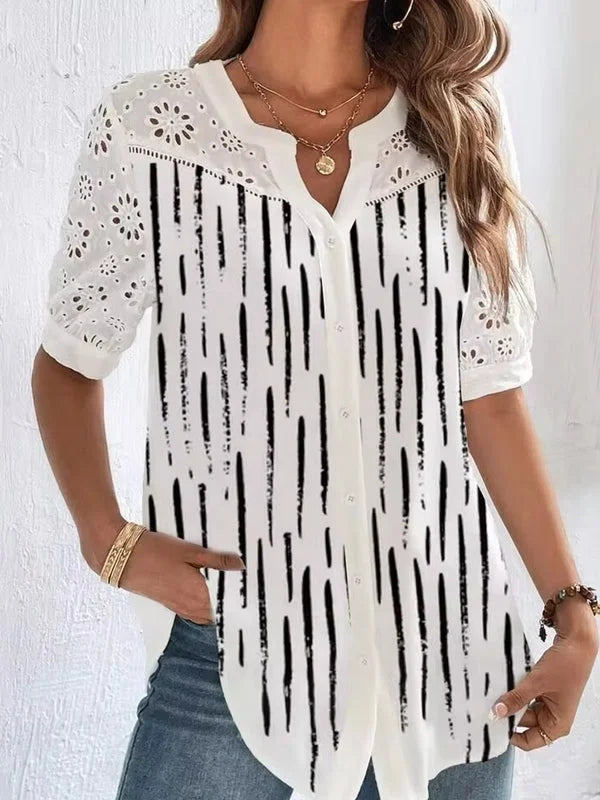Sophia-lee| Elegant Short-Sleeved Shirt