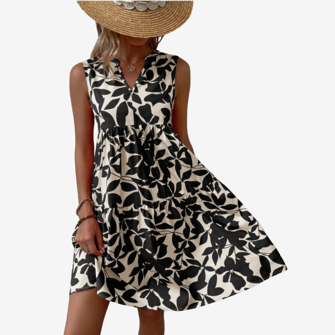 Séraphine™ Midi Dress with Leaf Motifs