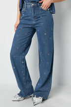 Denim jeans glitter hart