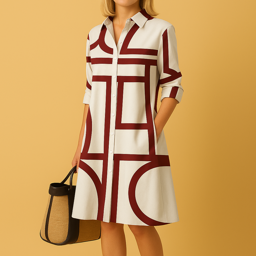 Tilde | Geometric Spring Dress with Side Pockets for Women