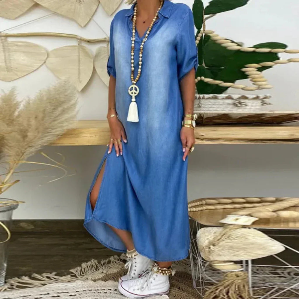 Ilse™ | Summer V-Neck Half Denim Dress