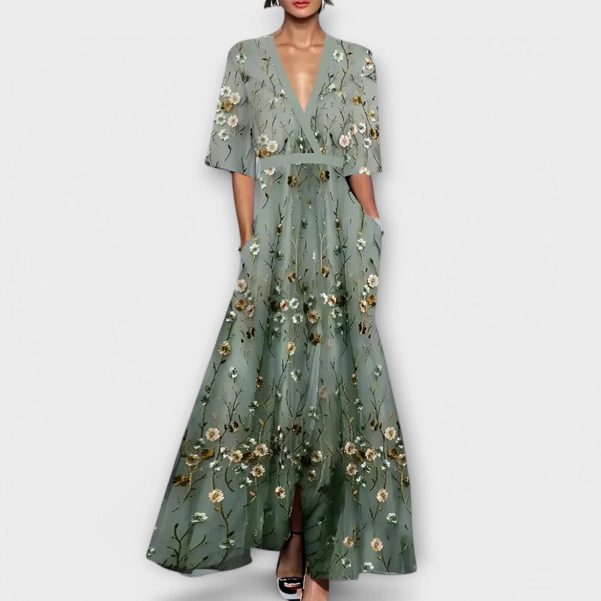Amara – Floral V-Neck Dress