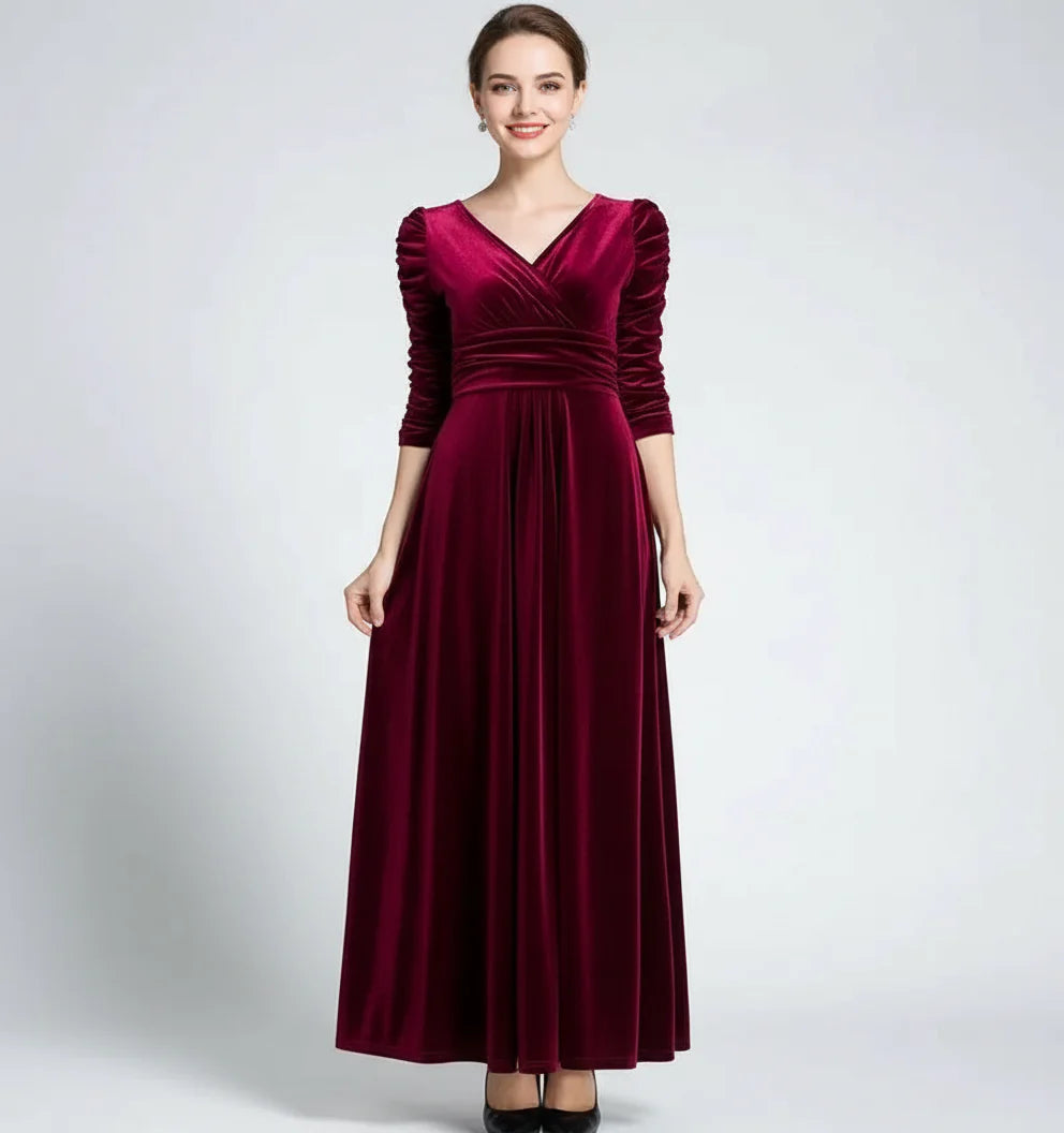 Raya- Plus Size Long Dress Velvet