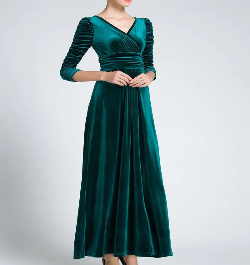 Raya- Plus Size Long Dress Velvet