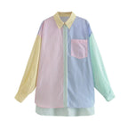 Nena- Oversized Long Sleeve Striped Blouse