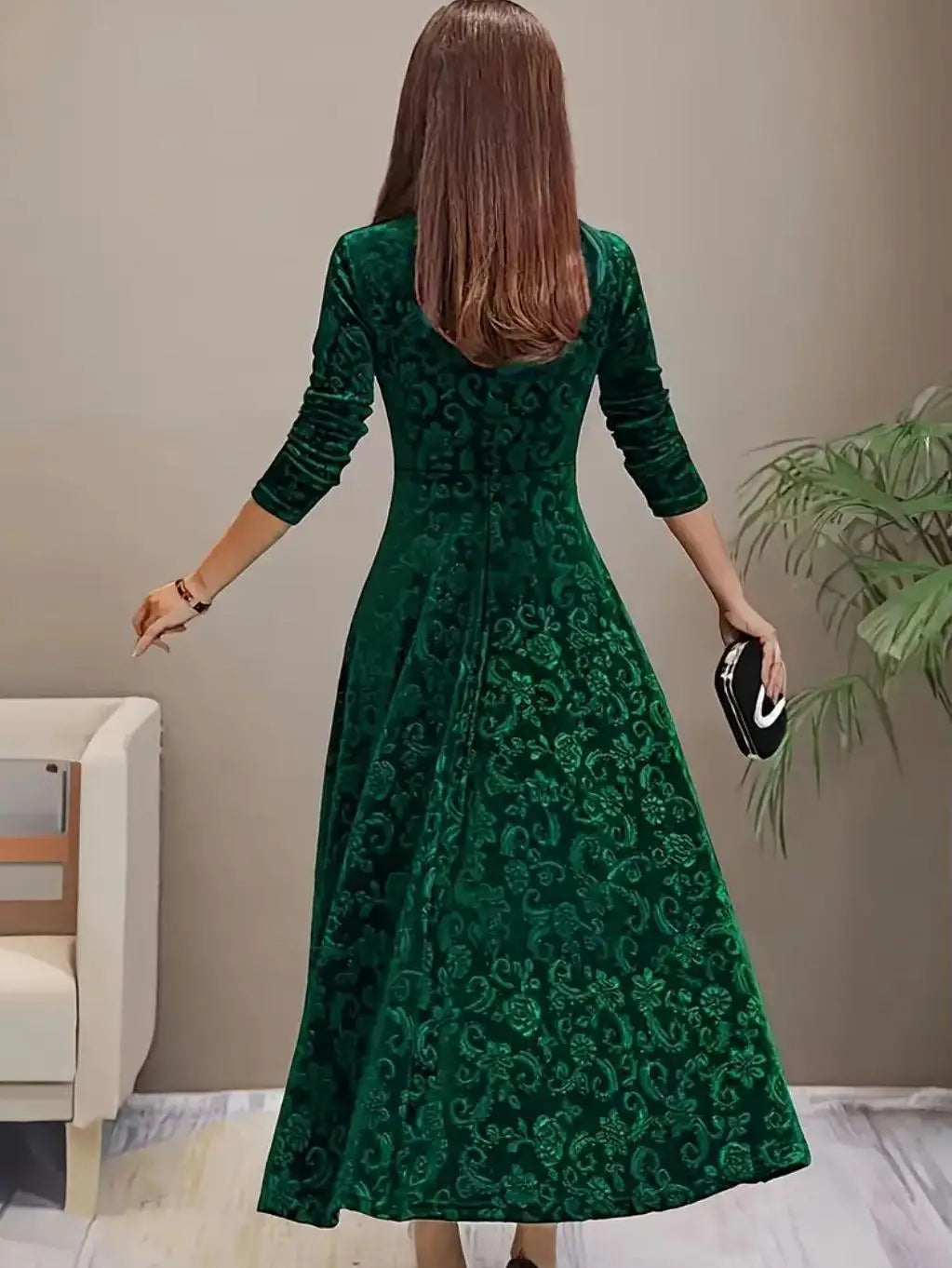 Mery- Plus size fleece elegant bohemian dress