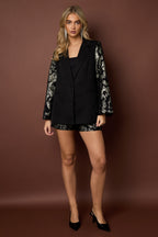Feestelijke blazer jacquardmouwen
