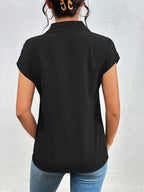 Alfano - Elegant Short Sleeve Blouse With Zipper