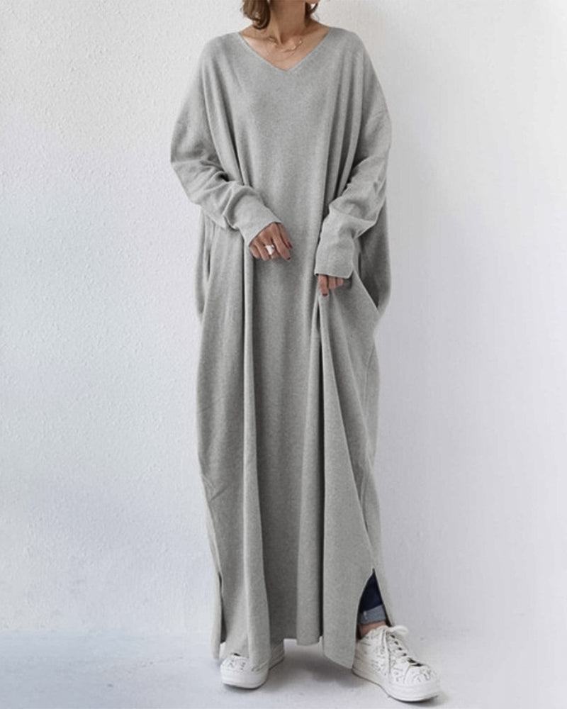 Eudora - Elegant Casual V-Neck Dress