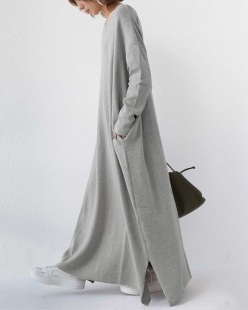 Eudora - Elegant Casual V-Neck Dress
