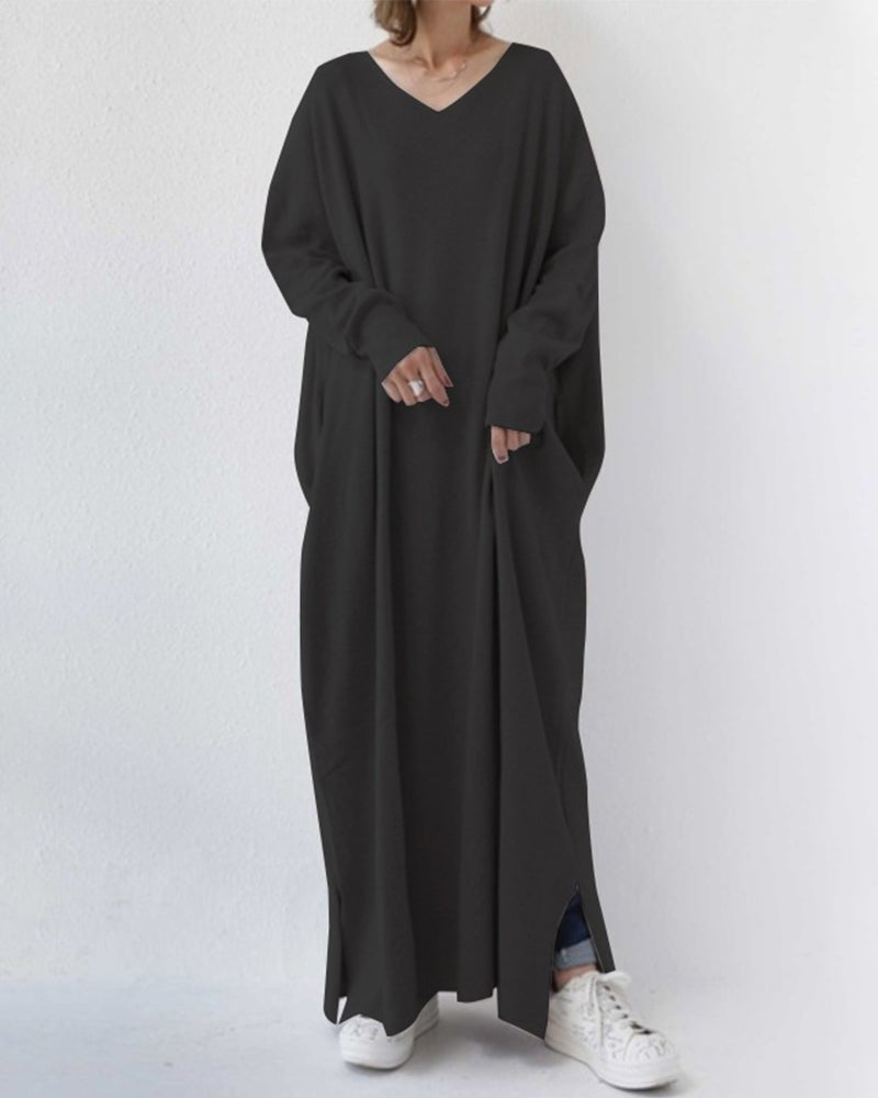 Eudora - Elegant Casual V-Neck Dress