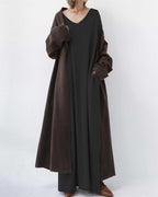 Eudora - Elegant Casual V-Neck Dress
