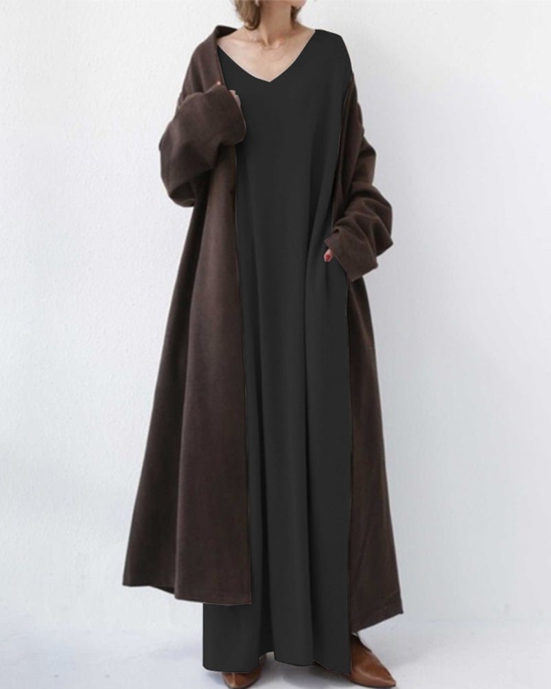 Eudora - Elegant Casual V-Neck Dress