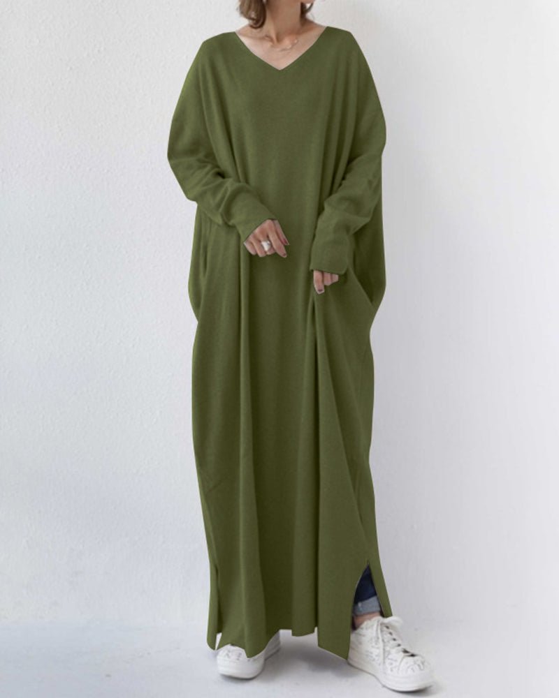 Eudora - Elegant Casual V-Neck Dress