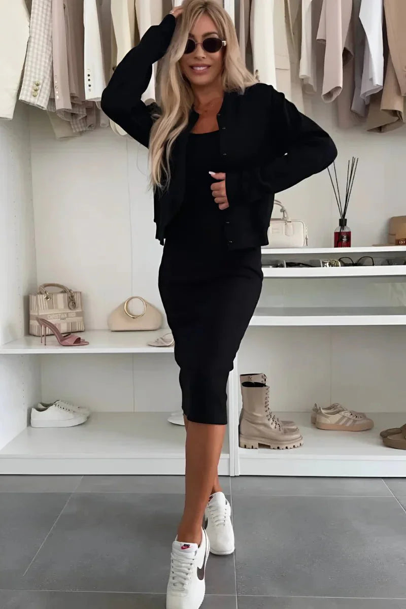 Manon™ | Comfortable Midi Dress & Cardigan